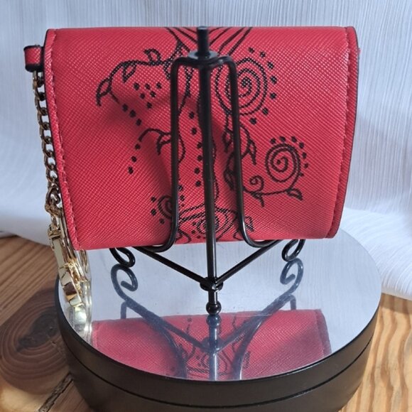 Hand Painted Red Patterned Women's Mini Wallet Coin Purse - Picture 9 of 9